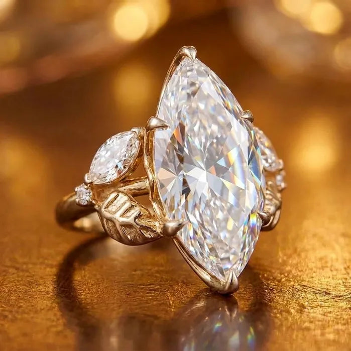 The Tuscany Marquise: Handcrafted 14K Gold Leaf Ring for Graceful, Slender-Looking Hands--Last Day Sale-90% OFF🔥