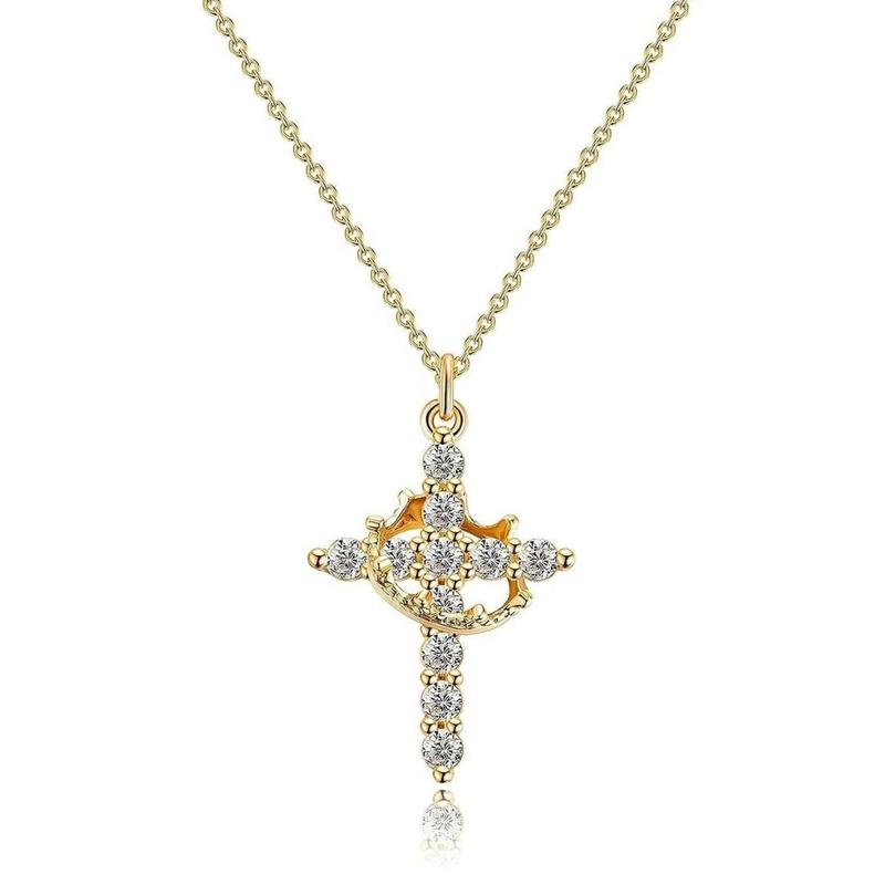 csandiva™ 14K Gold Rotatable Crown Cross Necklace - Discreet Anxiety Relief & Elegant Faith Jewelry | Claim 90% OFF Last day🔥