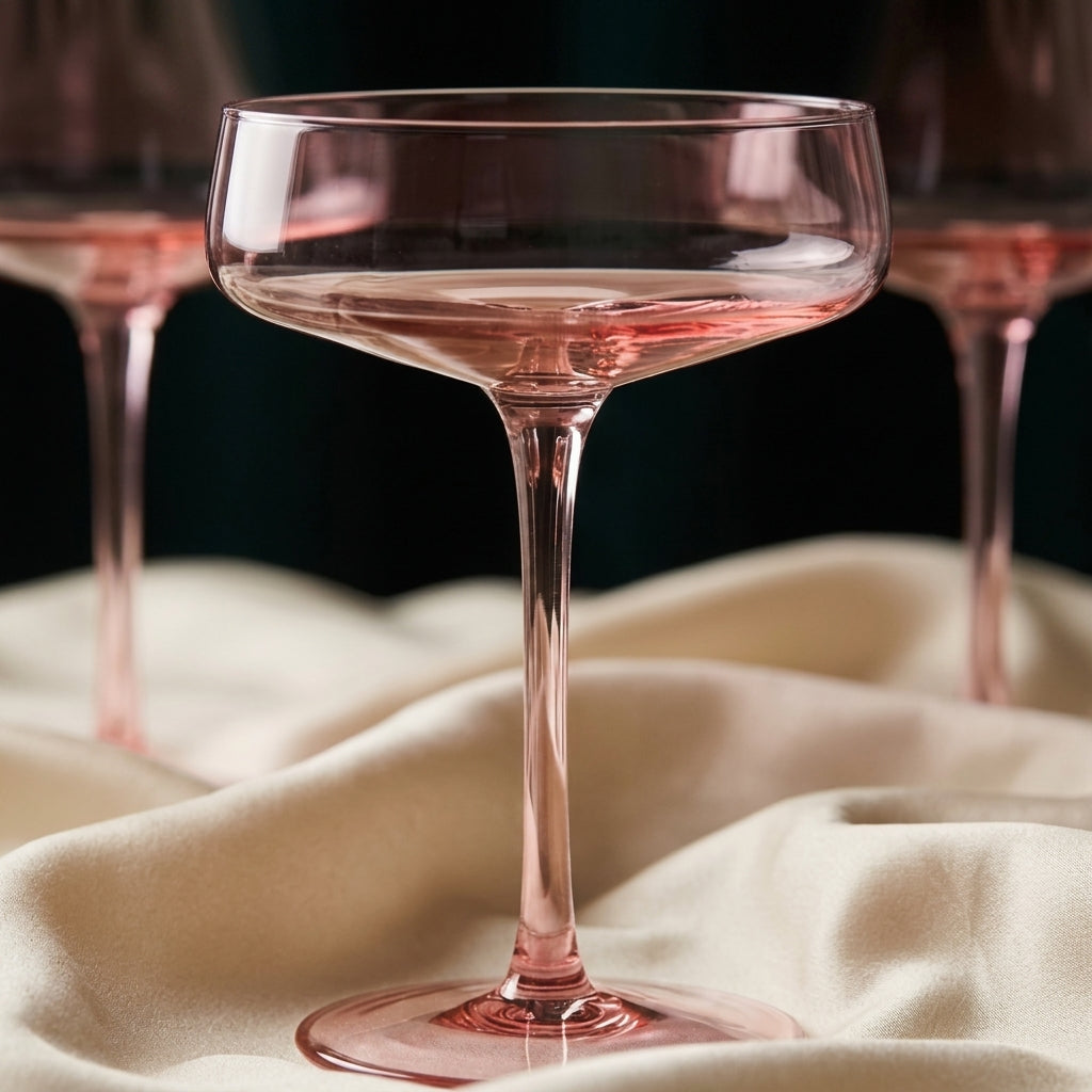 Blush Pink Geometric Glass Coupe Set (Set of 6)