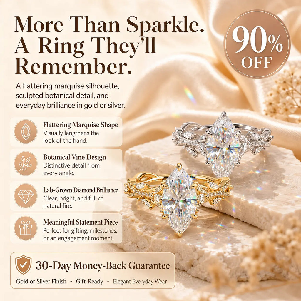 The Marquise Crown Lab-Grown Diamond Ring Set That Makes Every Gesture Feel More Elegant | Gold or Silver | Last Day Sale-90% OFF🔥