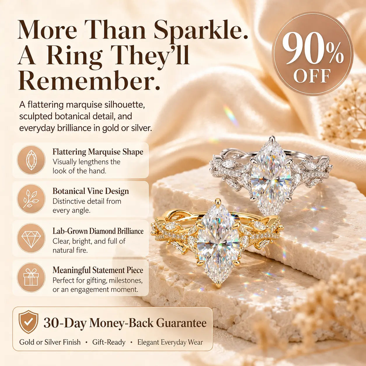 The Marquise Crown Lab-Grown Diamond Ring Set That Makes Every Gesture Feel More Elegant | Gold or Silver | Last Day Sale-90% OFF🔥