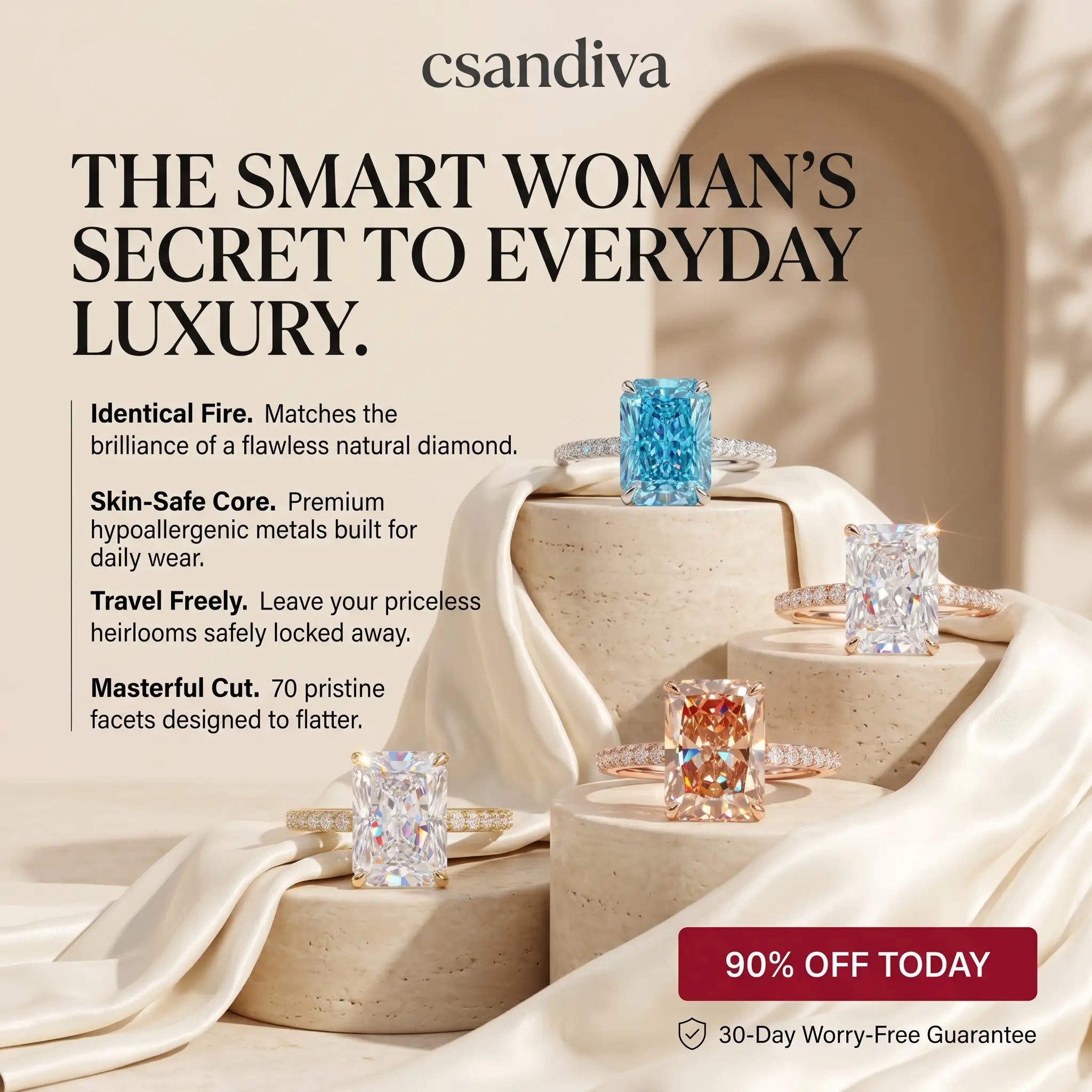 csandiva™ The "Timeless" 9.0ct Radiant Ring - Smart Luxury Alternative & Zero Anxiety Glamour | Claim 90% OFF Today🔥