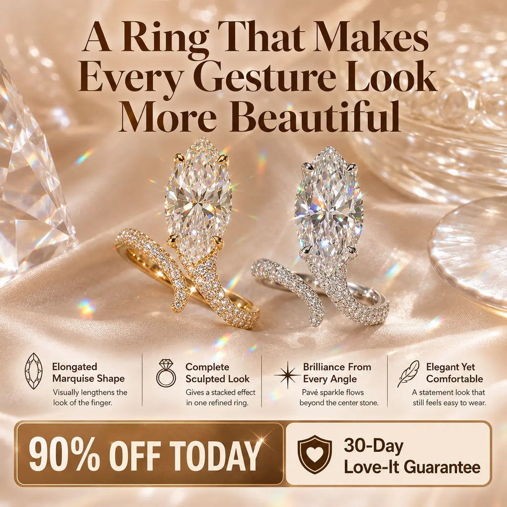 The Marquise Embrace™ Lab-Grown Diamond Bypass Ring — An Elongated Marquise Center, Sculpted Pavé Wrap & Complete Statement Look in One Ring | Gold or Silver | Last Day Sale-90% OFF🔥