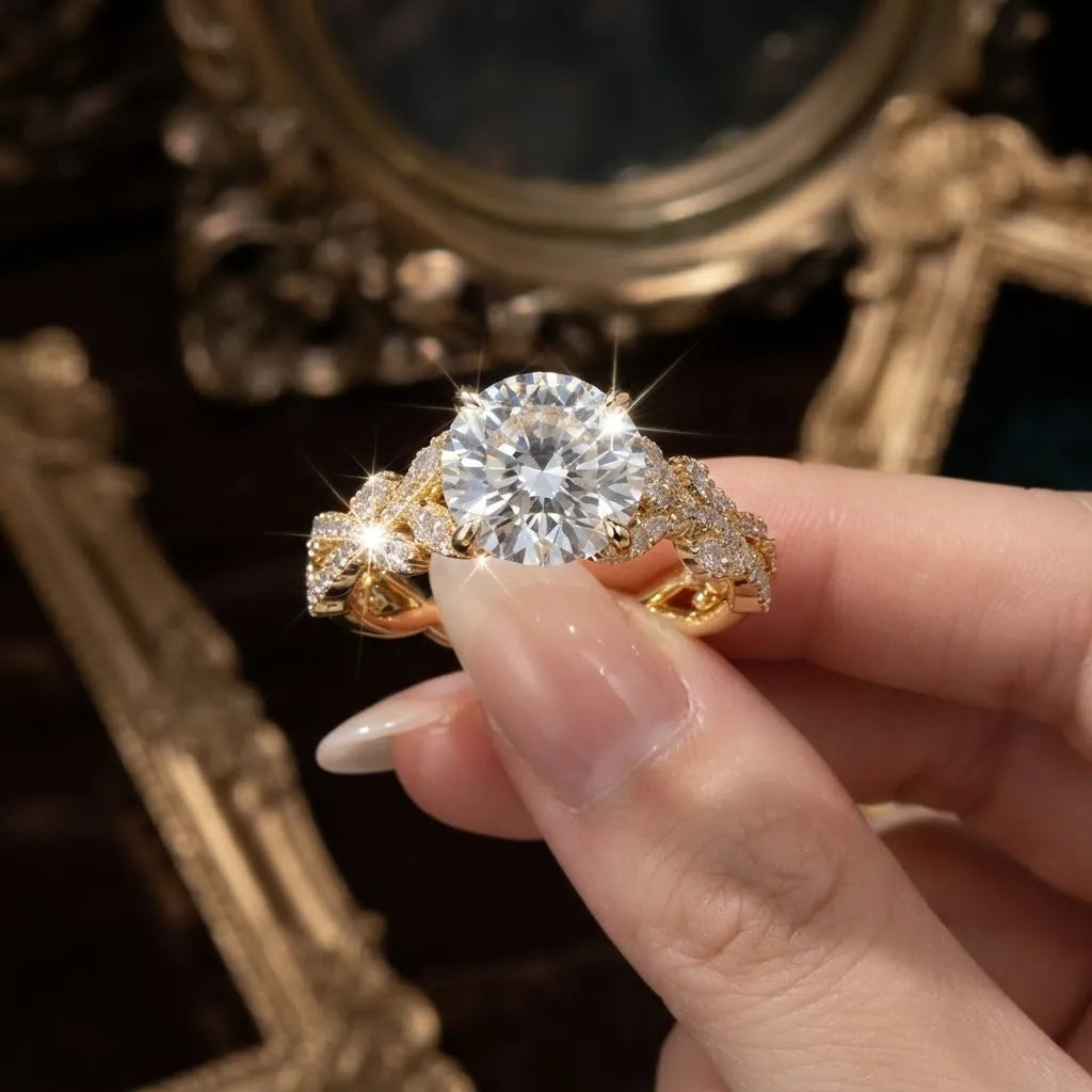 Timeless Elegance: Vintage Twisted Lab Diamond Anniversary Ring in 14K Gold--Last Day Sale-90% OFF🔥