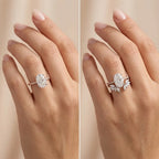 Oval Moissanite Bridal Ring Set | 2-in-1 Stackable Enhancer Band in 14K Gold--Last Day Sale-90% OFF🔥