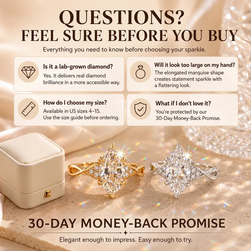 The Marquise That Makes Every Hand Look More Elegant — Brilliant Lab-Grown Diamond Twist Ring for Everyday Sparkle | Gold or Silver | Last Day Sale-90% OFF🔥
