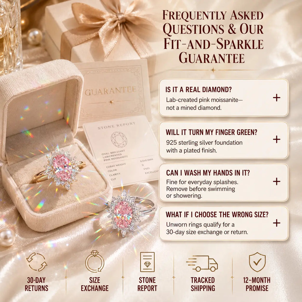 The Blush Aurora Pink Oval Moissanite Ring — A Luminous Blush Center, Flattering Oval Shape & Vintage Starburst Halo Made to Celebrate the Woman You've Become | Gold or Silver | Last Day Sale-90% OFF🔥