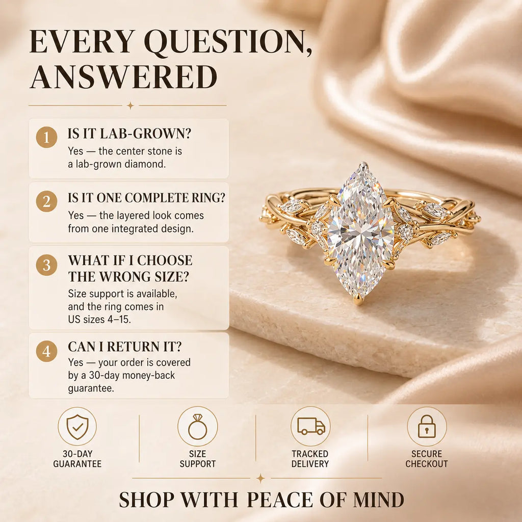The Everwild Marquise™ Lab-Grown Diamond Vine Ring — The Finger-Flattering Statement That Completes Every Look | Gold or Silver | Last Day Sale-90% OFF🔥