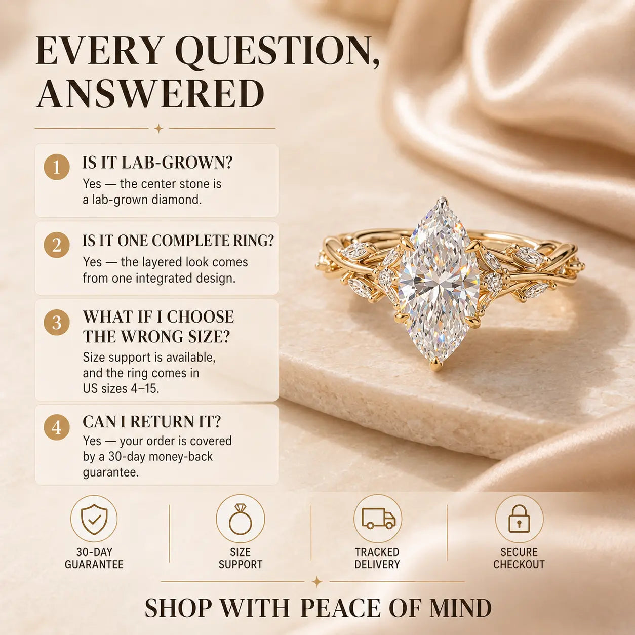 The Everwild Marquise™ Lab-Grown Diamond Vine Ring — The Finger-Flattering Statement That Completes Every Look | Gold or Silver | Last Day Sale-90% OFF🔥