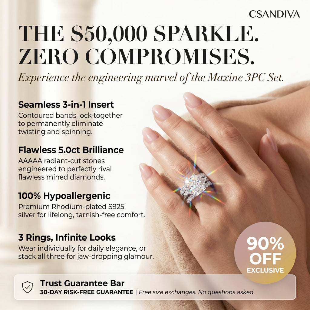 csandiva™ The Timeless Embrace 5.0ct Radiant Ring - Zero Anxiety Glamour & Smart Luxury Alternative | Claim 90% OFF Today🔥