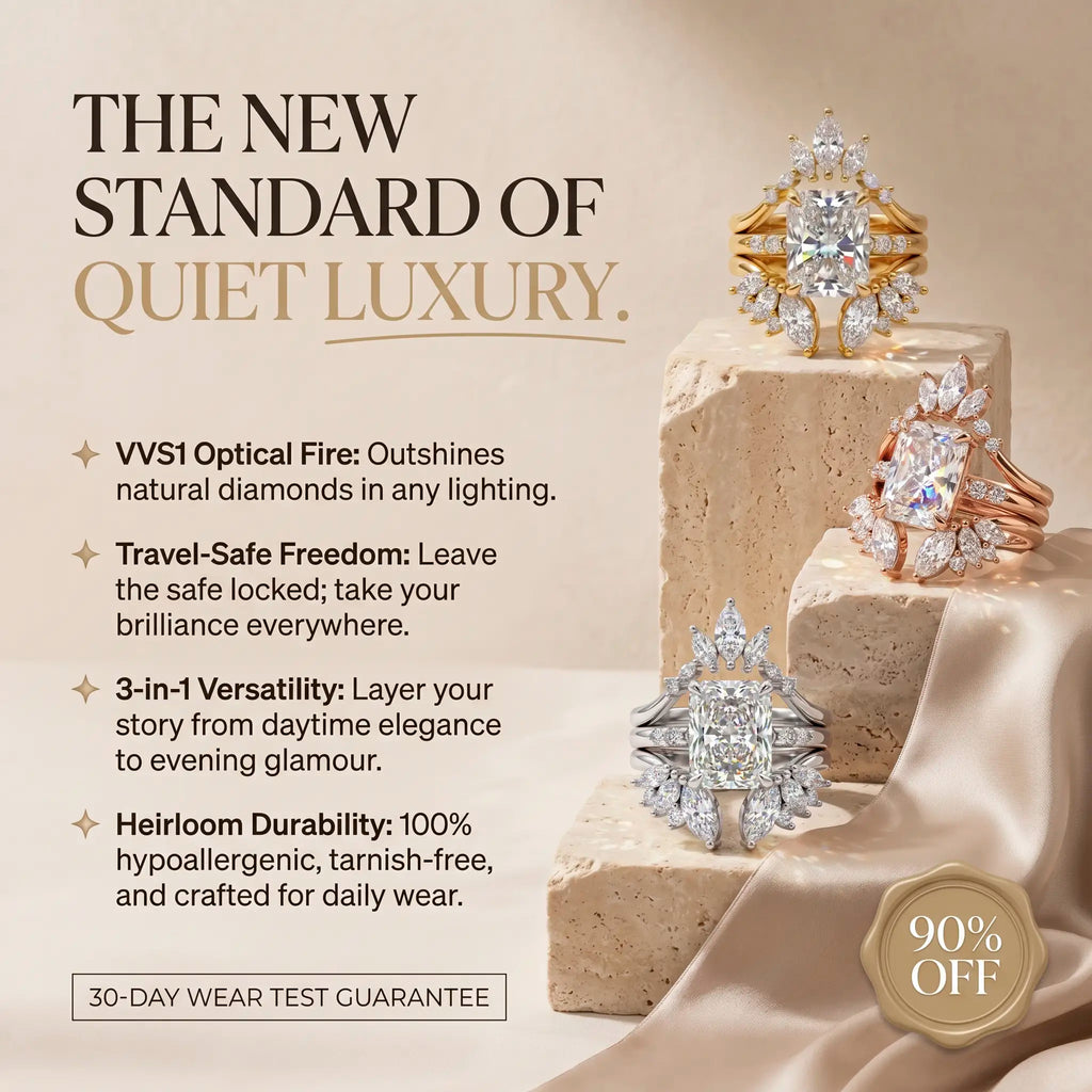 csandiva™ 3-Carat VVS1 Moissanite Ring Suite - Travel-Safe Brilliance & Elegant Heirloom Alternative | Claim 90% OFF Today🔥
