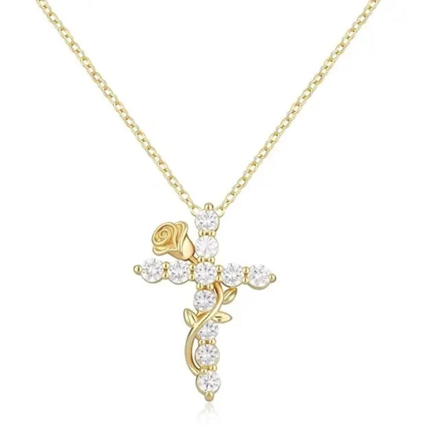 csandiva™ 14K Gold Rotatable Crown Cross Necklace - Discreet Anxiety Relief & Elegant Faith Jewelry | Claim 90% OFF Last day🔥