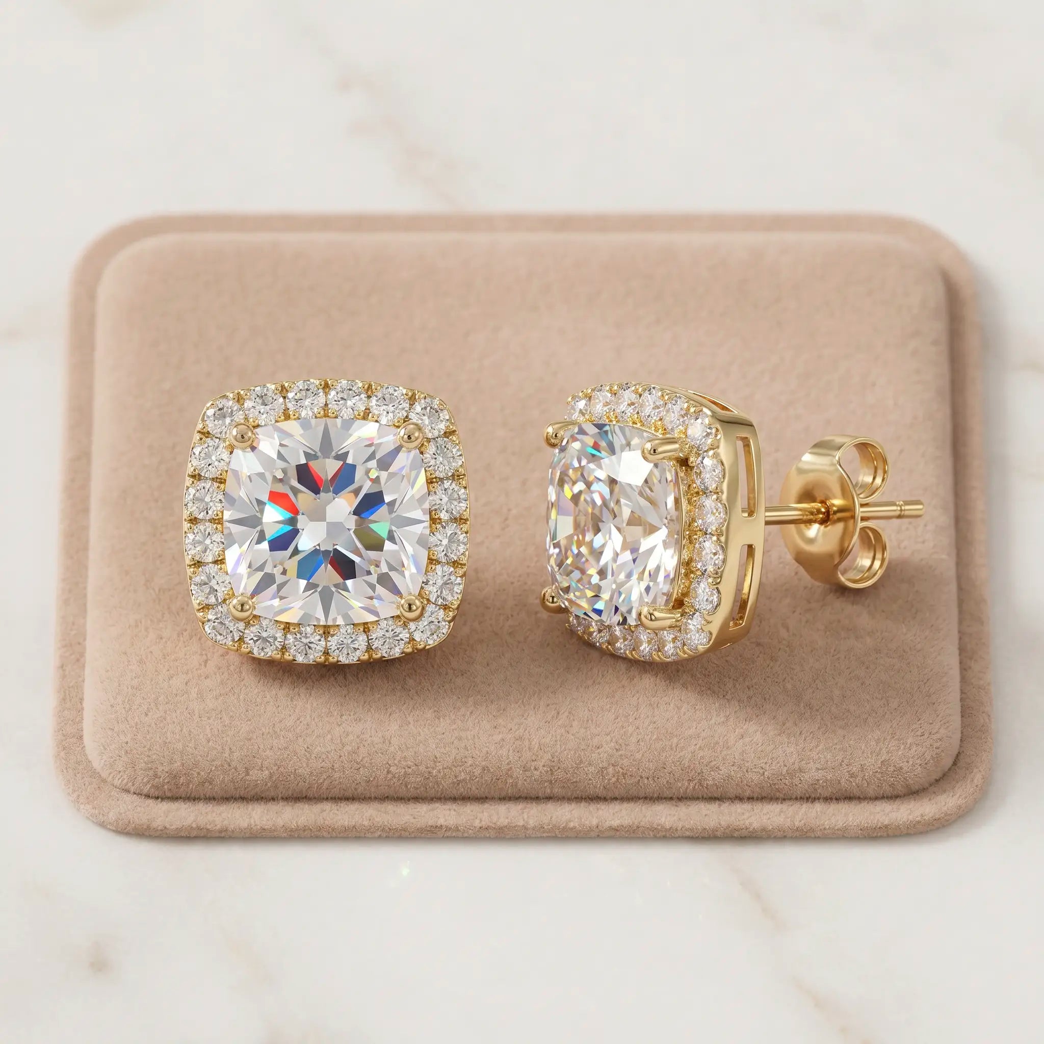 csandiva™ VVS1 Moissanite Halo Studs - Zero Droop Comfort & 100% Waterproof Brilliance | Claim 90% OFF Today🔥