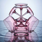 Blush Pink Geometric Glass Coupe Set (Set of 6)