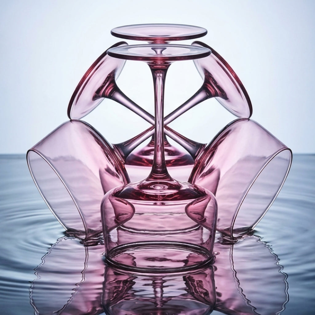 Blush Pink Geometric Glass Coupe Set (Set of 6)