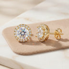 csandiva™ VVS1 Moissanite Halo Studs - Zero Droop Comfort & 100% Waterproof Brilliance | Claim 90% OFF Today🔥