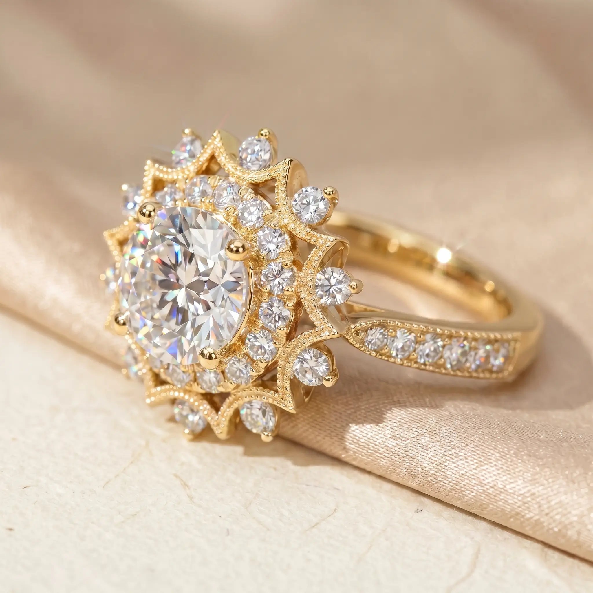 The Artisan Sunburst Diamond Ring | Hand-Sawn Flattering Elegance, Anti-Tarnish Skin Safety & Pristine Radiance | 90% OFF Last Day🔥