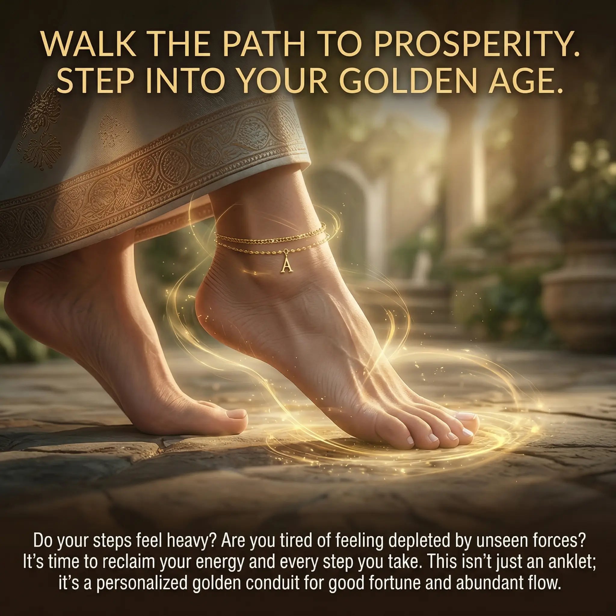 Manifest Your Wealth: The 24K Gold-Aura Personalized Manifestation Anklet -Last Day Sale-90% OFF🔥