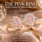 The Blush Aurora Pink Oval Moissanite Ring — A Luminous Blush Center, Flattering Oval Shape & Vintage Starburst Halo Made to Celebrate the Woman You've Become | Gold or Silver | Last Day Sale-90% OFF🔥