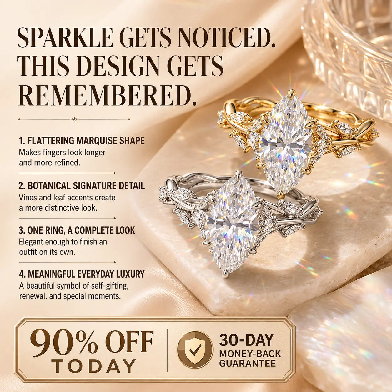 The Everwild Marquise™ Lab-Grown Diamond Vine Ring — The Finger-Flattering Statement That Completes Every Look | Gold or Silver | Last Day Sale-90% OFF🔥