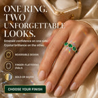 One Ring, Two Unforgettable Looks: Turn It for Vivid Green Color or Clear Moissanite Brilliance, Flatter Your Fingers & Finish Every Outfit Without Stacking | Gold or Silver | Last Day Sale-90% OFF🔥