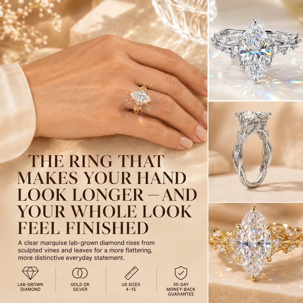 The Everwild Marquise™ Lab-Grown Diamond Vine Ring — The Finger-Flattering Statement That Completes Every Look | Gold or Silver | Last Day Sale-90% OFF🔥