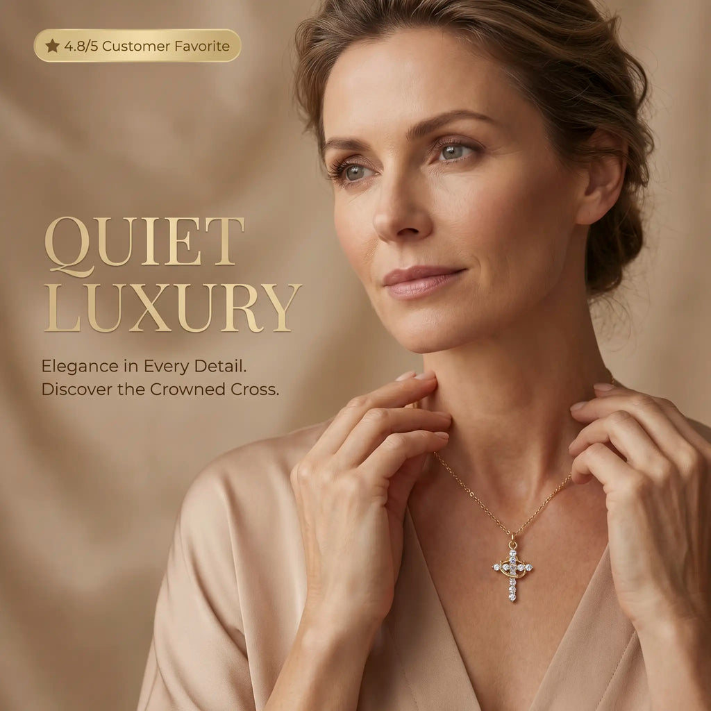 csandiva™ 14K Gold Rotatable Crown Cross Necklace - Discreet Anxiety Relief & Elegant Faith Jewelry | Claim 90% OFF Last day🔥