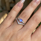 Triple Moon Goddess Shield Ring – Natural Rainbow Moonstone Set to Repel Negativity & Balance Energy