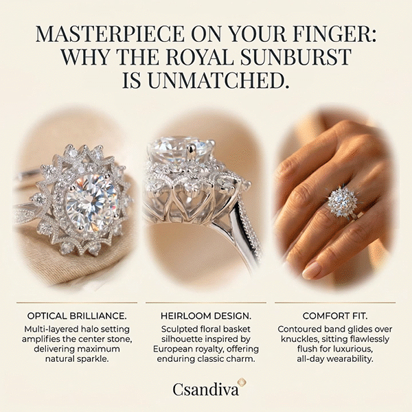 The Artisan Sunburst Diamond Ring | Hand-Sawn Flattering Elegance, Anti-Tarnish Skin Safety & Pristine Radiance | 90% OFF Last Day🔥