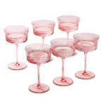Vintage Embossed Blush Pink Glass Coupe Set (Set of 6)