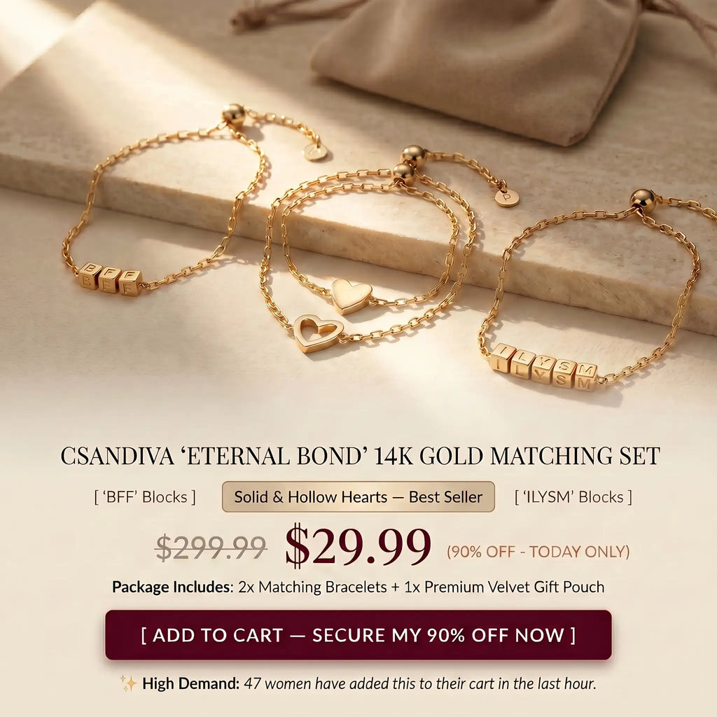 Csandiva 14K Gold "Eternal Bond" Matching Bracelet Set (2-Piece) | Today Only 90% OFF🔥