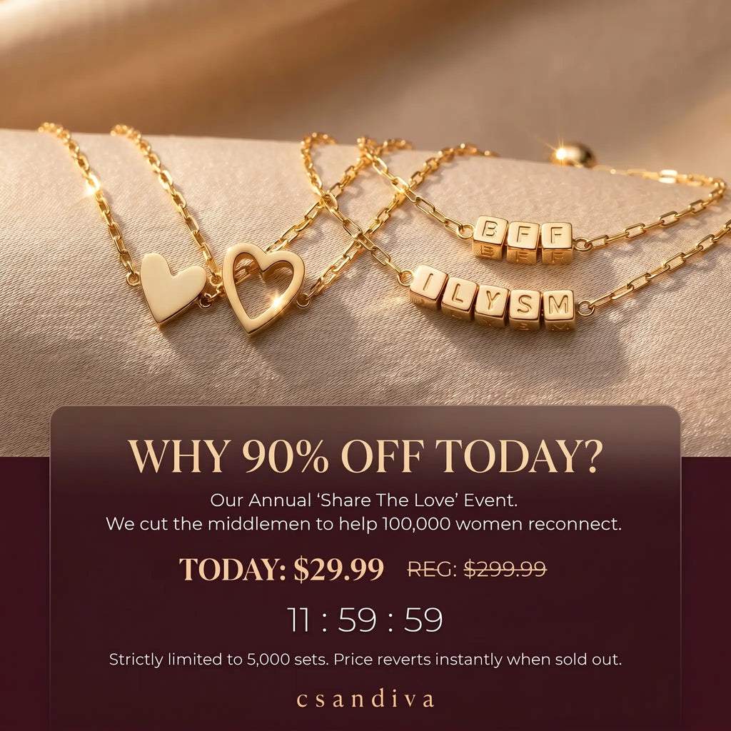 Csandiva 14K Gold "Eternal Bond" Matching Bracelet Set (2-Piece) | Today Only 90% OFF🔥