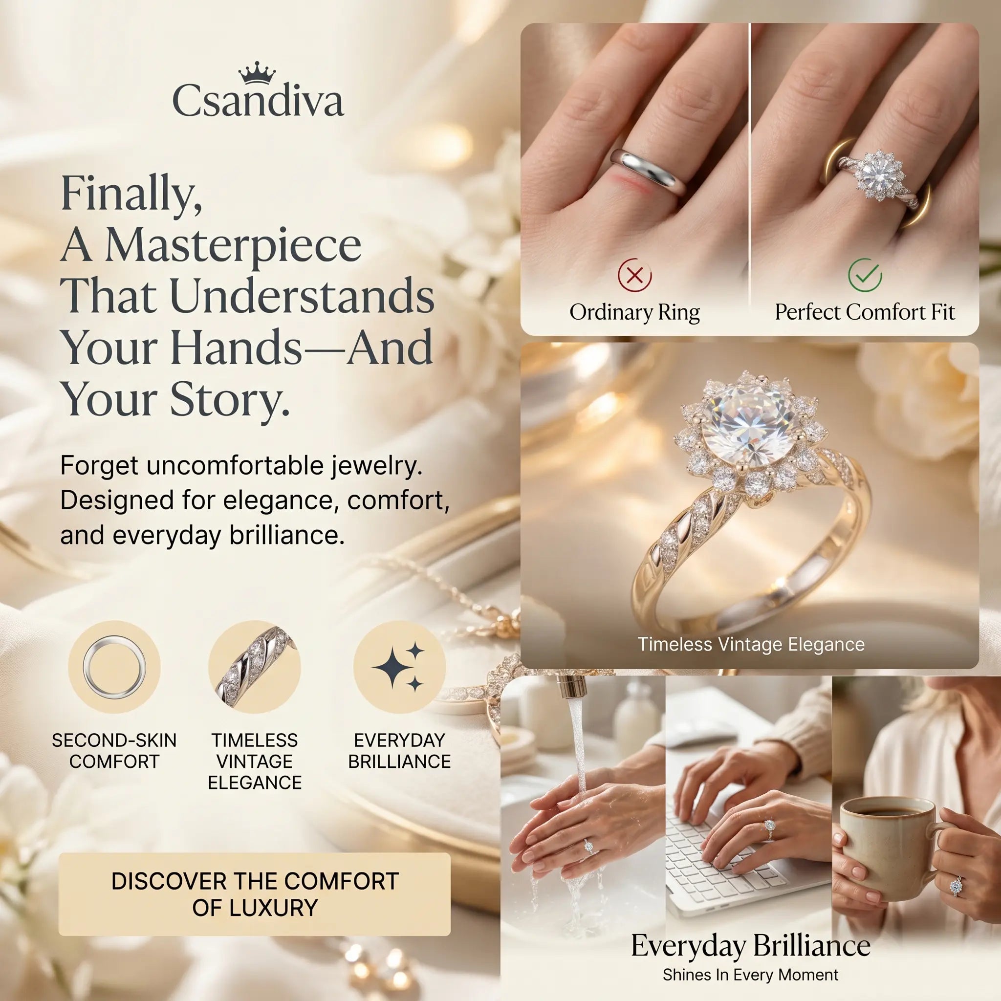 The Hand-Forged Moissanite Crown Ring | $10,000 Diamond Brilliance & Butter-Smooth Comfort Fit | 90% OFF Anniversary Event 🔥
