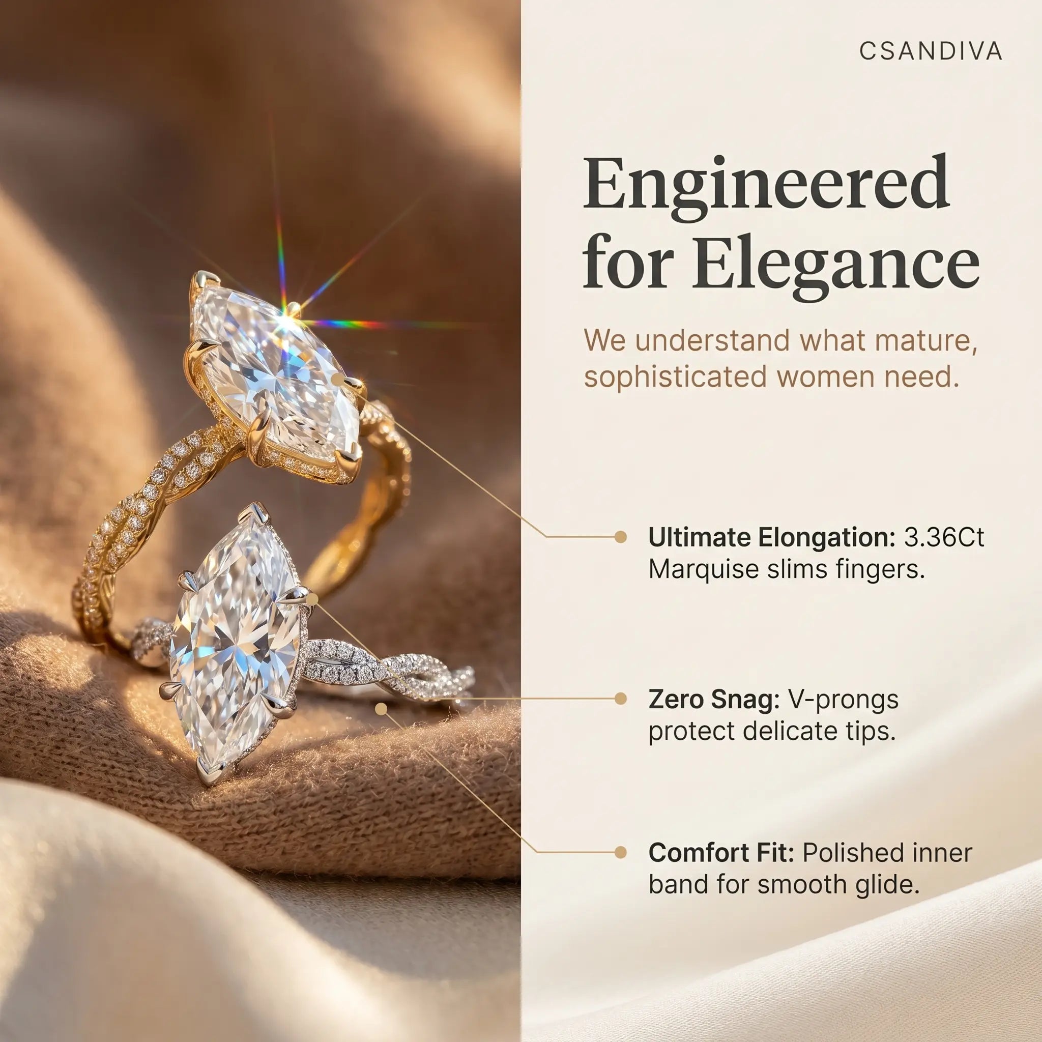 Csandiva™ The Sovereign Legacy | Hand-Forged 3.36Ct Marquise Masterpiece | Butter-Smooth Knuckle Fit, V-Prong Protection & Zero Green Fingers | Anniversary Artisan Batch 90% OFF Last Day 🔥