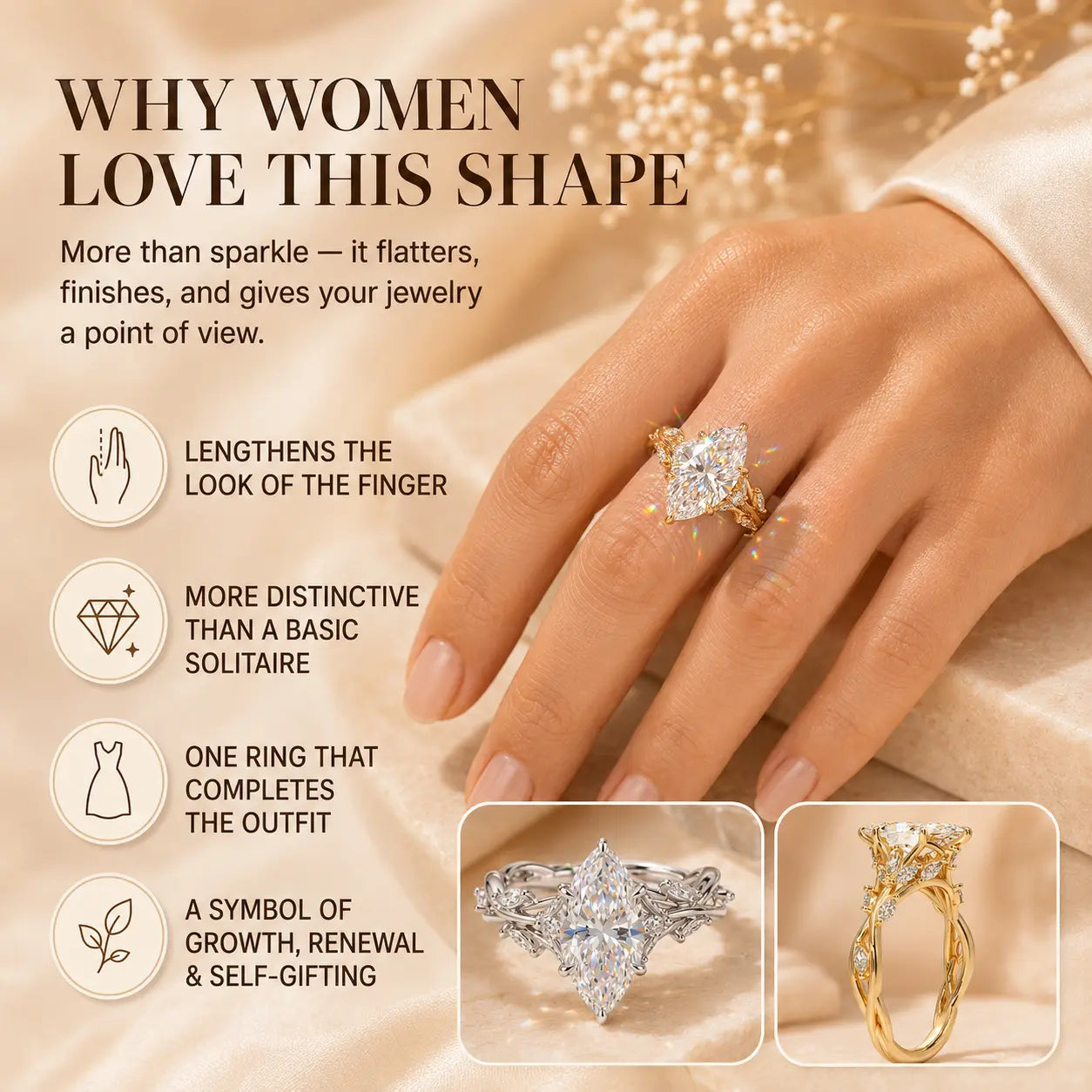 The Everwild Marquise™ Lab-Grown Diamond Vine Ring — The Finger-Flattering Statement That Completes Every Look | Gold or Silver | Last Day Sale-90% OFF🔥