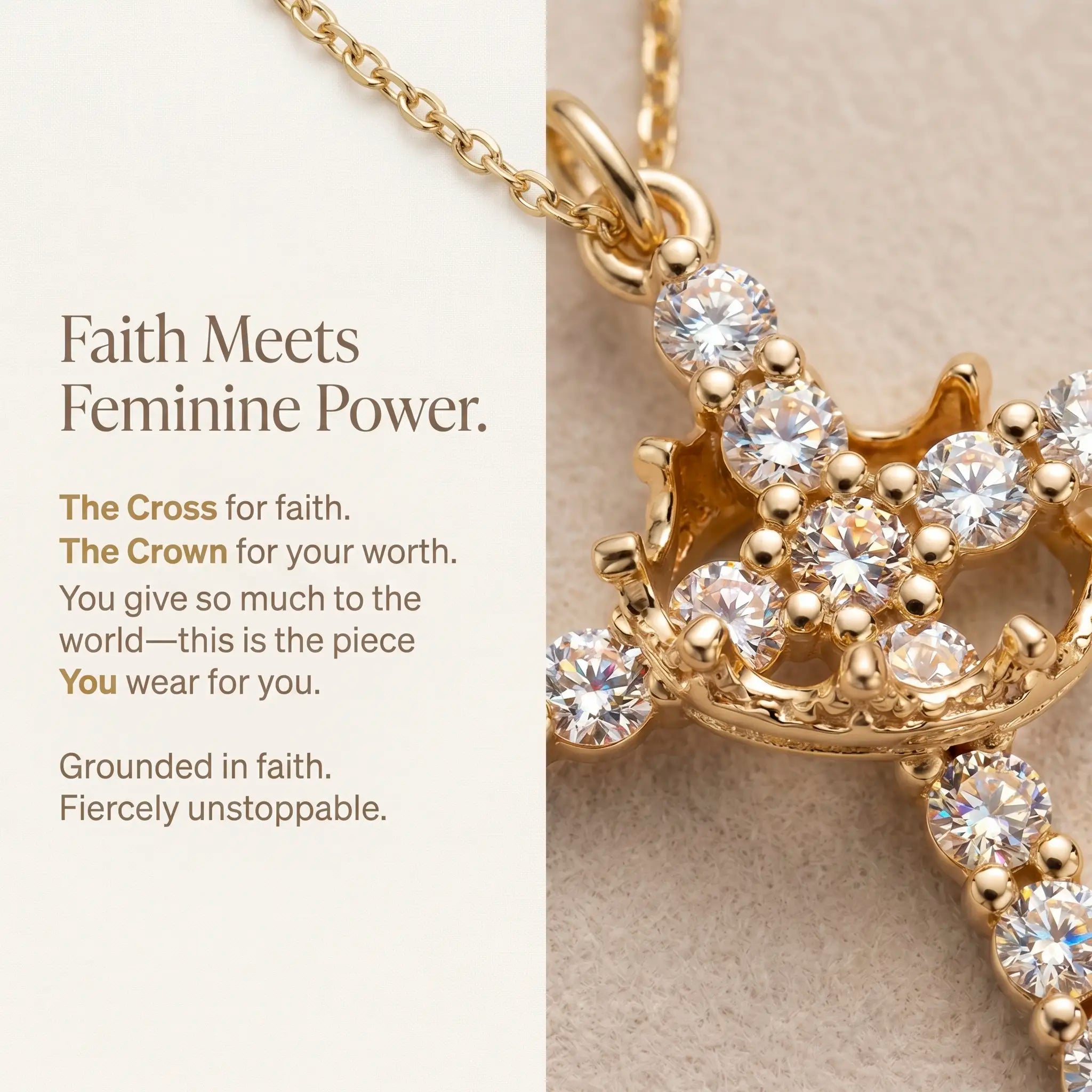 csandiva™ 14K Gold Rotatable Crown Cross Necklace - Discreet Anxiety Relief & Elegant Faith Jewelry | Claim 90% OFF Last day🔥