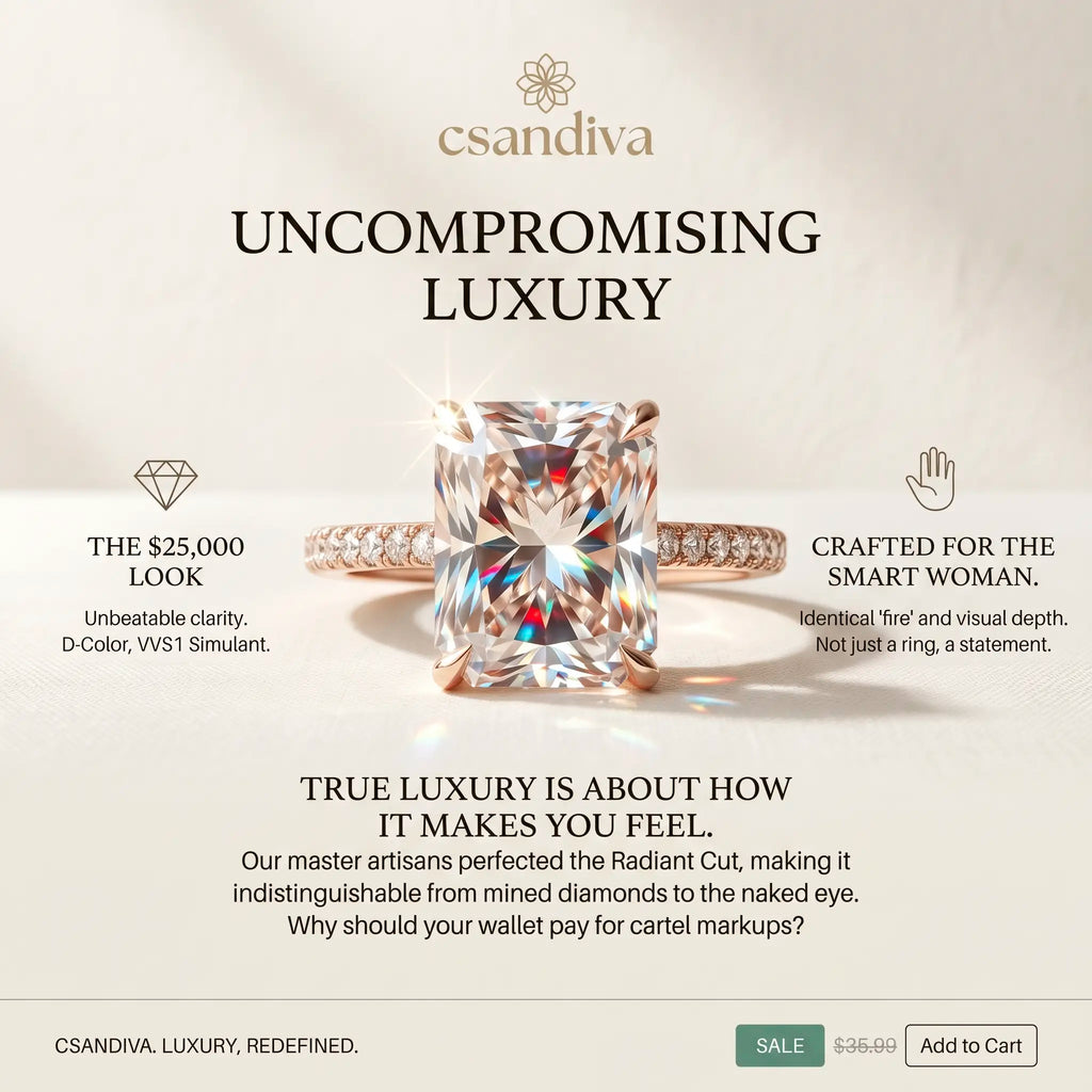 csandiva™ The "Timeless" 9.0ct Radiant Ring - Smart Luxury Alternative & Zero Anxiety Glamour | Claim 90% OFF Today🔥