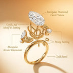 The Tuscany Marquise: Handcrafted 14K Gold Leaf Ring for Graceful, Slender-Looking Hands--Last Day Sale-90% OFF🔥