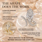 The Marquise Embrace™ Lab-Grown Diamond Bypass Ring — An Elongated Marquise Center, Sculpted Pavé Wrap & Complete Statement Look in One Ring | Gold or Silver | Last Day Sale-90% OFF🔥