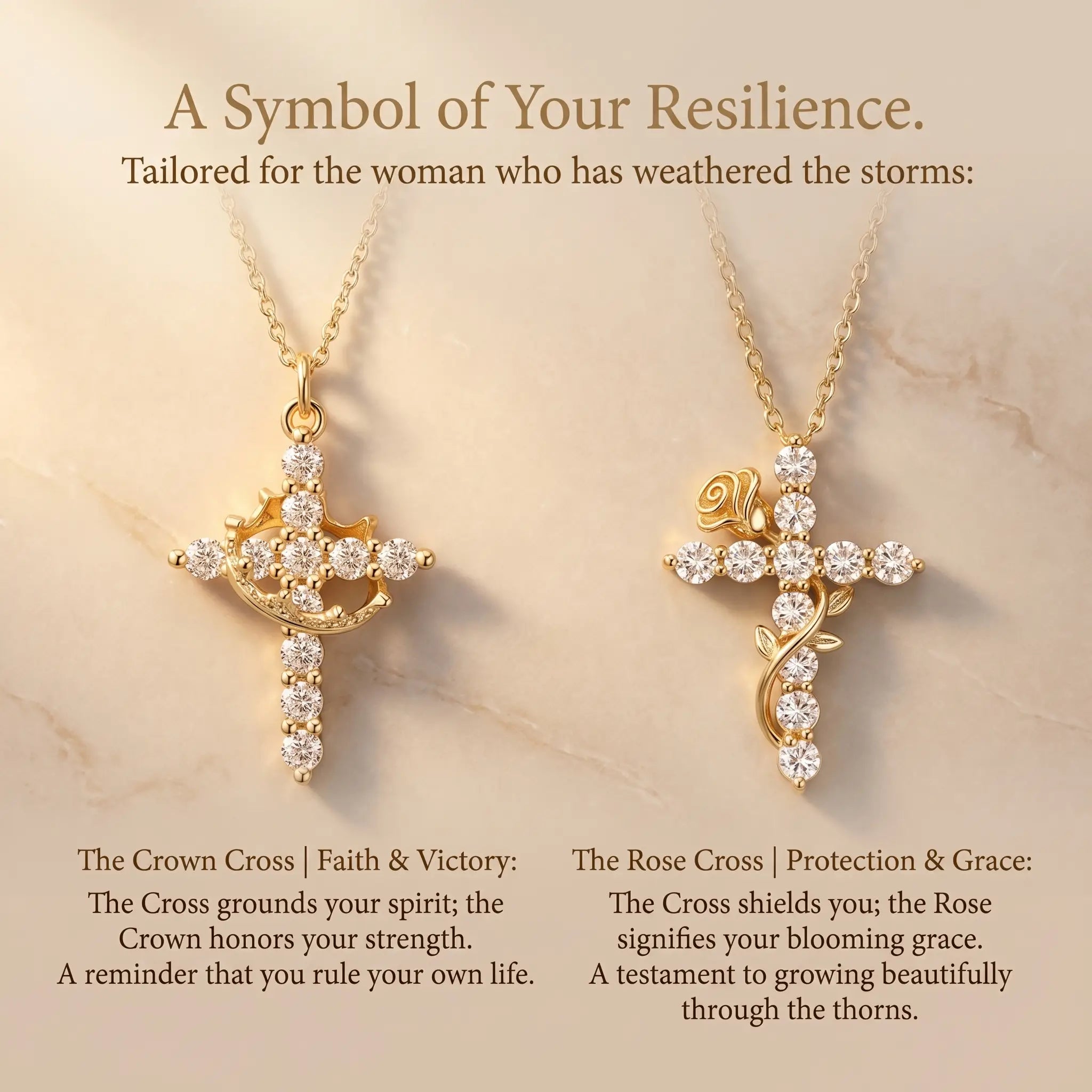 csandiva™ 14K Gold Rotatable Crown Cross Necklace - Discreet Anxiety Relief & Elegant Faith Jewelry | Claim 90% OFF Last day🔥
