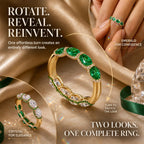 One Ring, Two Unforgettable Looks: Turn It for Vivid Green Color or Clear Moissanite Brilliance, Flatter Your Fingers & Finish Every Outfit Without Stacking | Gold or Silver | Last Day Sale-90% OFF🔥