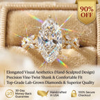 Marquise Lab-Grown Diamond Ring | Slimming Elegance Twisted Vine Ring in 18K Gold--Last Day Sale-90% OFF🔥