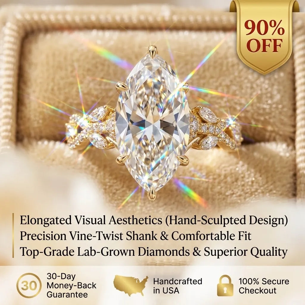 Marquise Lab-Grown Diamond Ring | Slimming Elegance Twisted Vine Ring in 18K Gold--Last Day Sale-90% OFF🔥