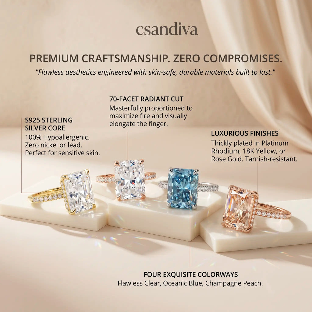 csandiva™ The "Timeless" 9.0ct Radiant Ring - Smart Luxury Alternative & Zero Anxiety Glamour | Claim 90% OFF Last Day🔥