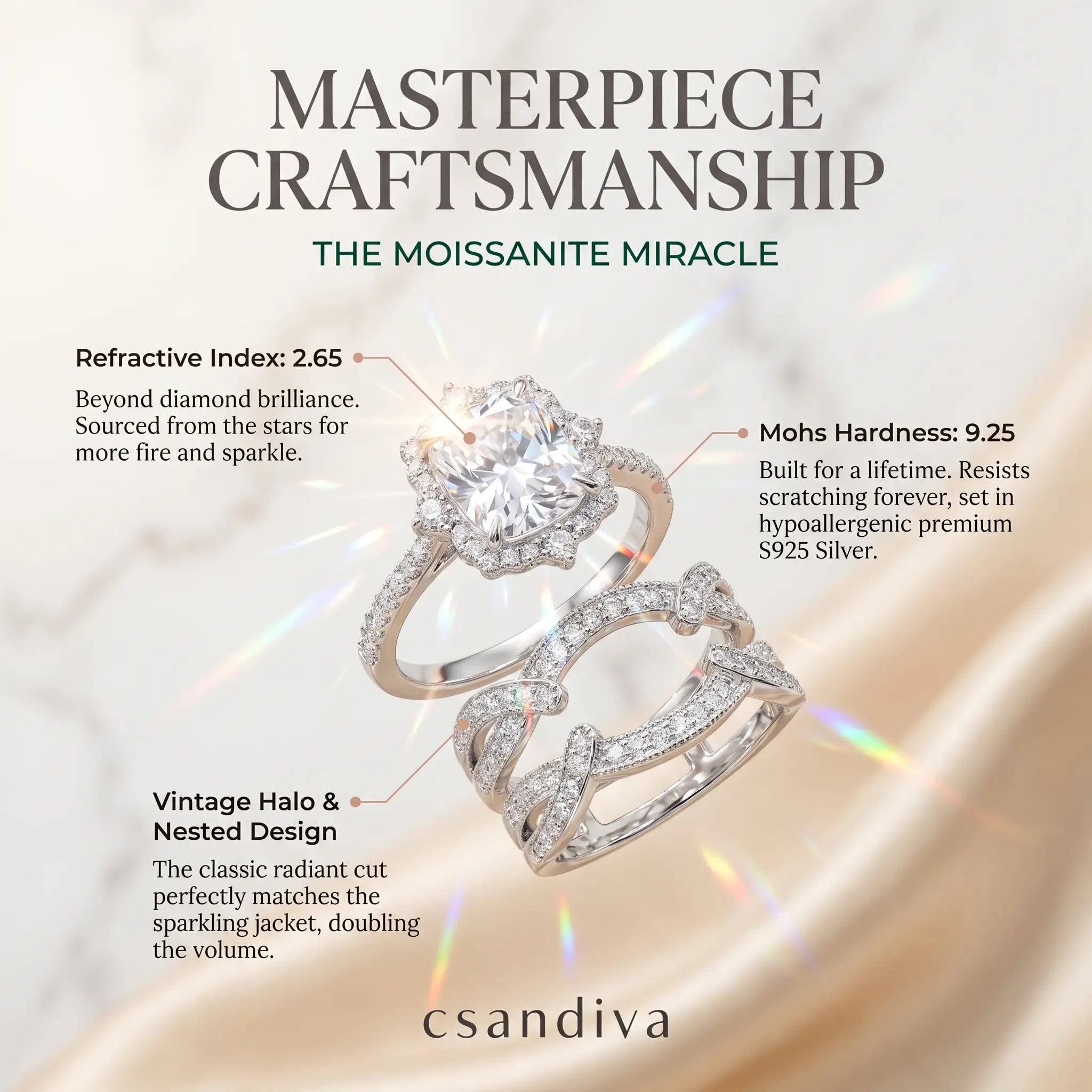 csandiva™ 3.0ct Vintage Nested Ring Suite - Smart Heirloom Alternative & Zero Anxiety Glamour | Claim 90% OFF Last Day🔥