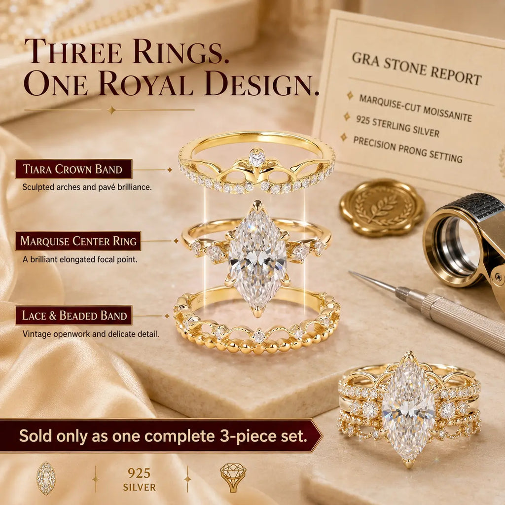 The Complete Marquise Crown Ring Stack — 3 Perfectly Matched Rings, One Unforgettable Look-Last Day Sale-90% OFF🔥