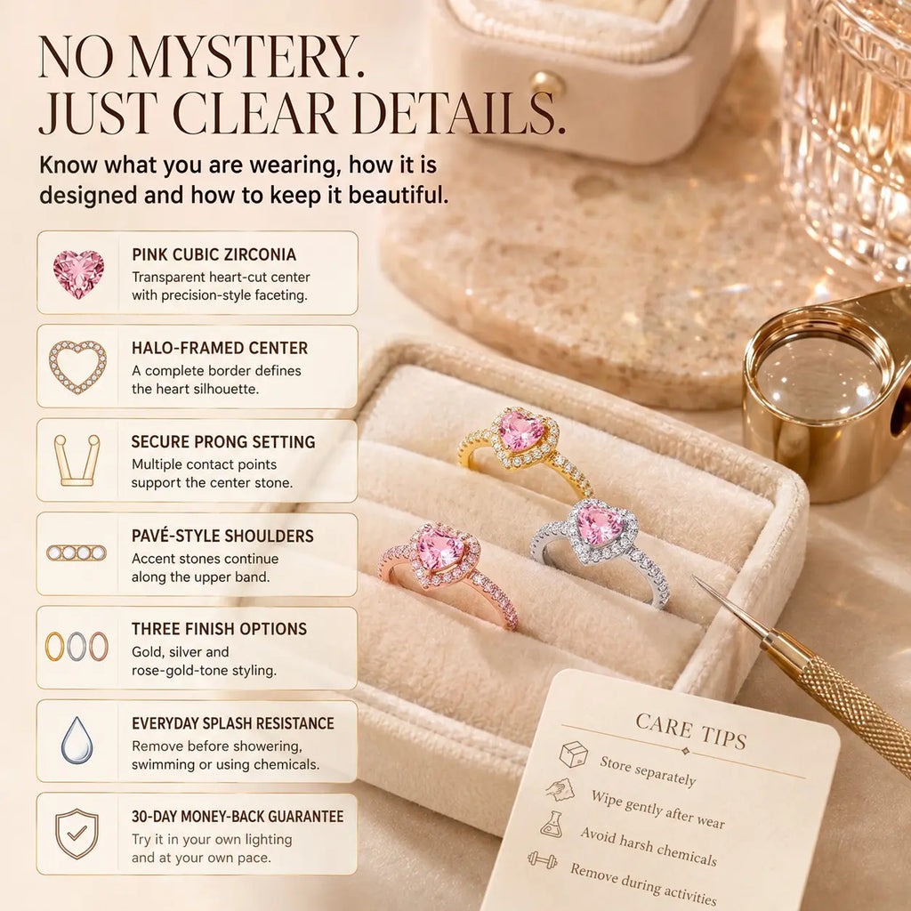 The Blush Promise™ Pink Heart Halo Ring — Grown-Up Romance, Made to Mean More | Last Day Sale-90% OFF🔥
