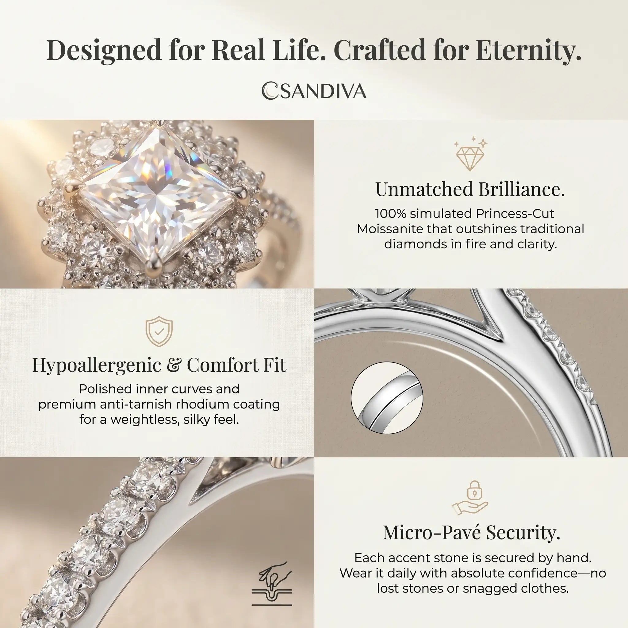 Csandiva™ Hand-Forged Vintage Moissanite Crown Ring | Butter-Smooth Micro-Pavé, Hypoallergenic Elegance | 90% OFF Last Day 🔥