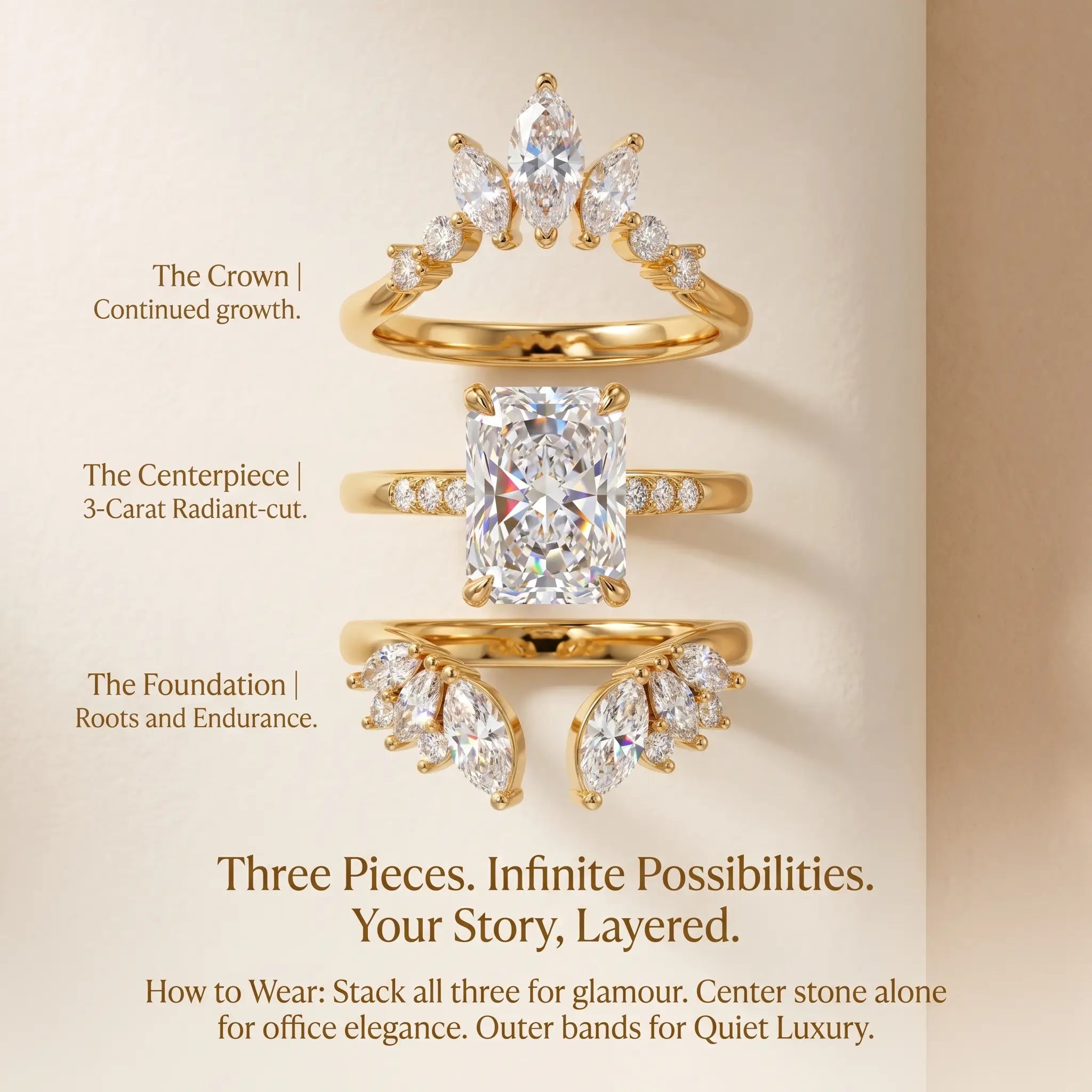csandiva™ 3-Carat VVS1 Moissanite Ring Suite - Travel-Safe Brilliance & Elegant Heirloom Alternative | Claim 90% OFF Today🔥