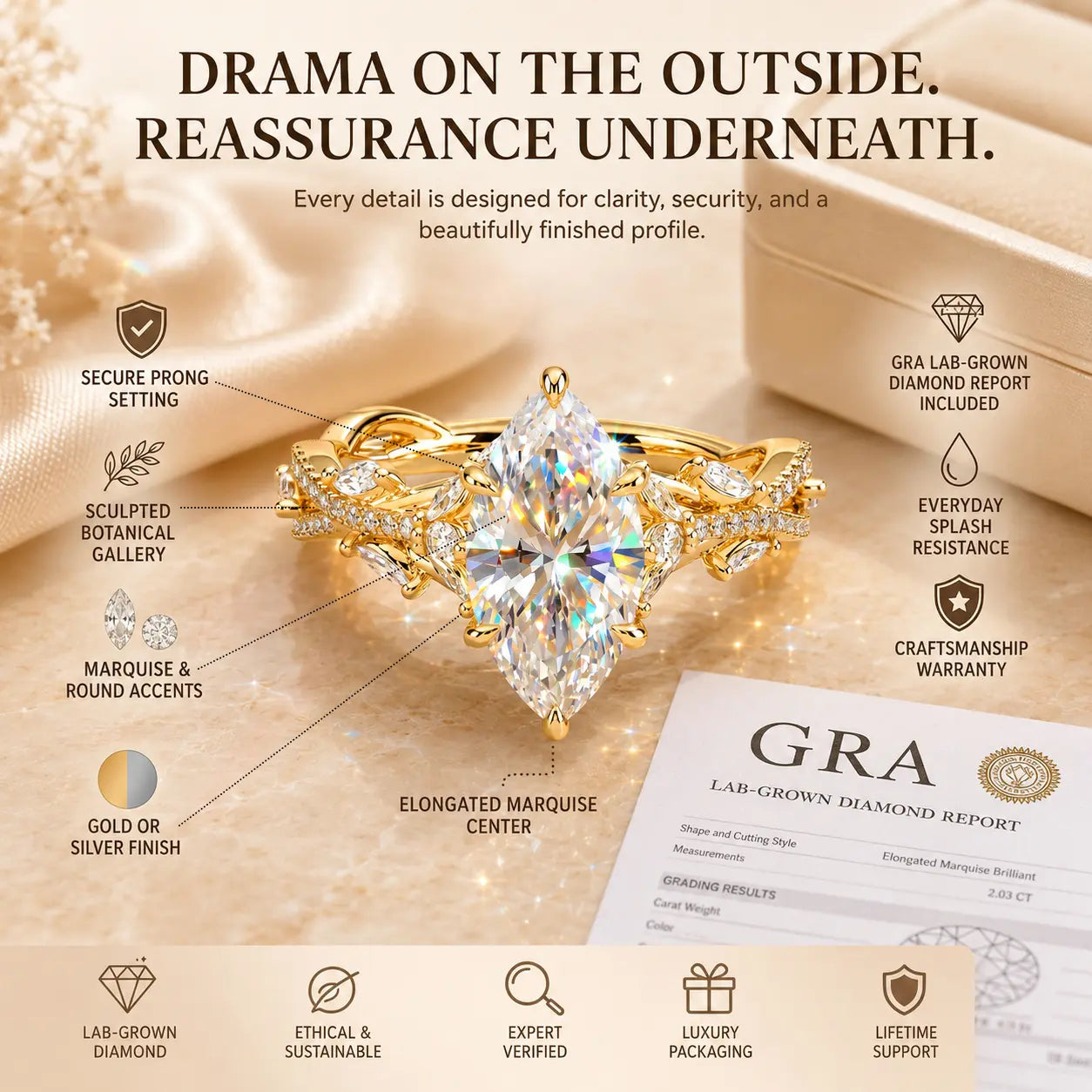 The Marquise Crown Lab-Grown Diamond Ring Set That Makes Every Gesture Feel More Elegant | Gold or Silver | Last Day Sale-90% OFF🔥
